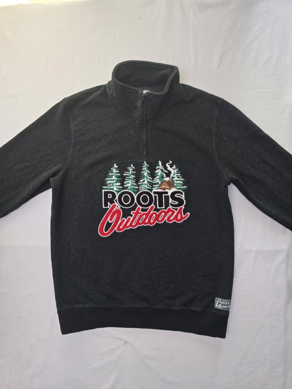 Roots Outdoor 1/4 Zip Fleece Pullover – Black – Size M